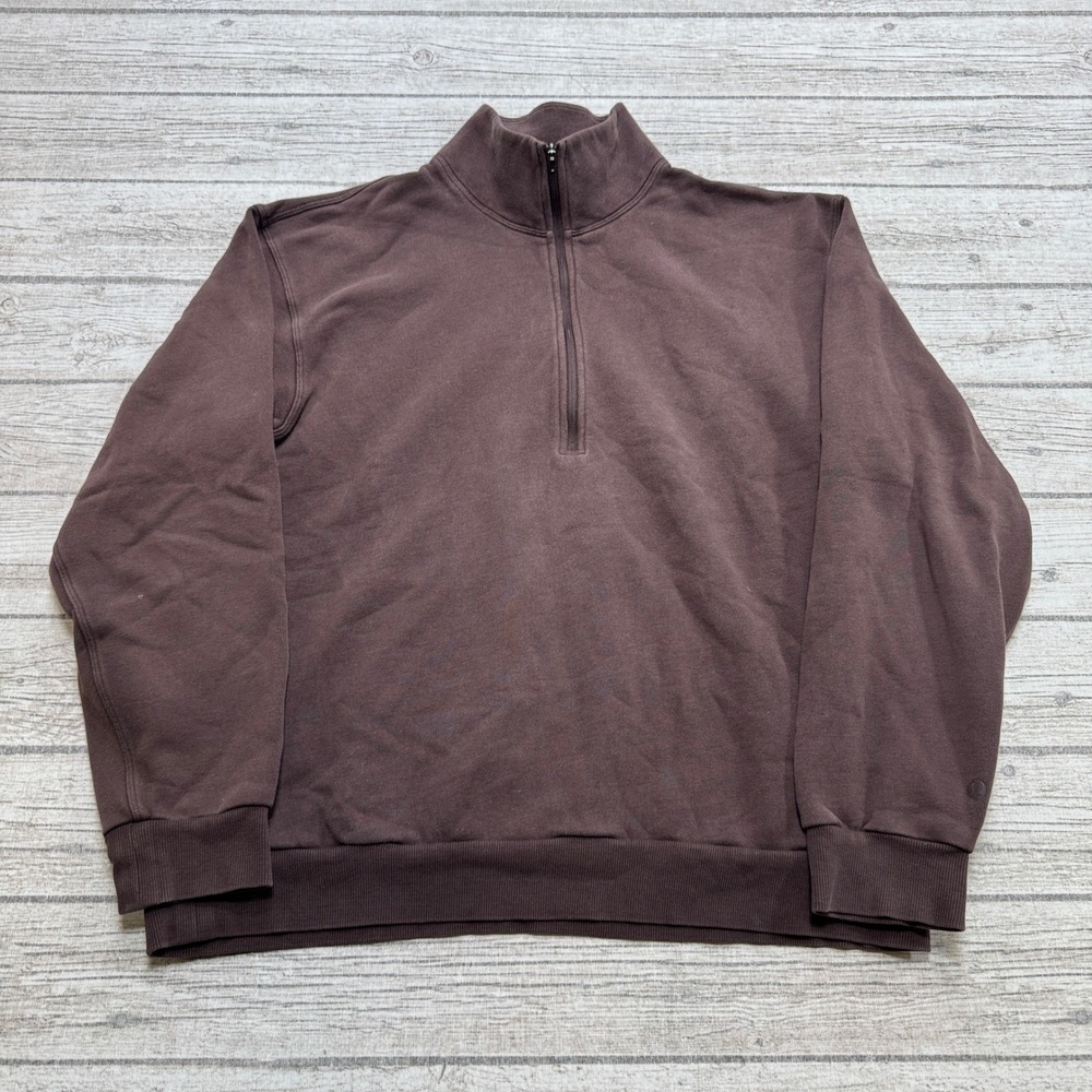 Lululemon Sweater Women's XL Brown Fleece Scuba Oversized Quarter Zip Pullover